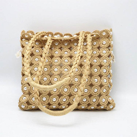 Woven Handbags Pearl Handbag - Mubimart
