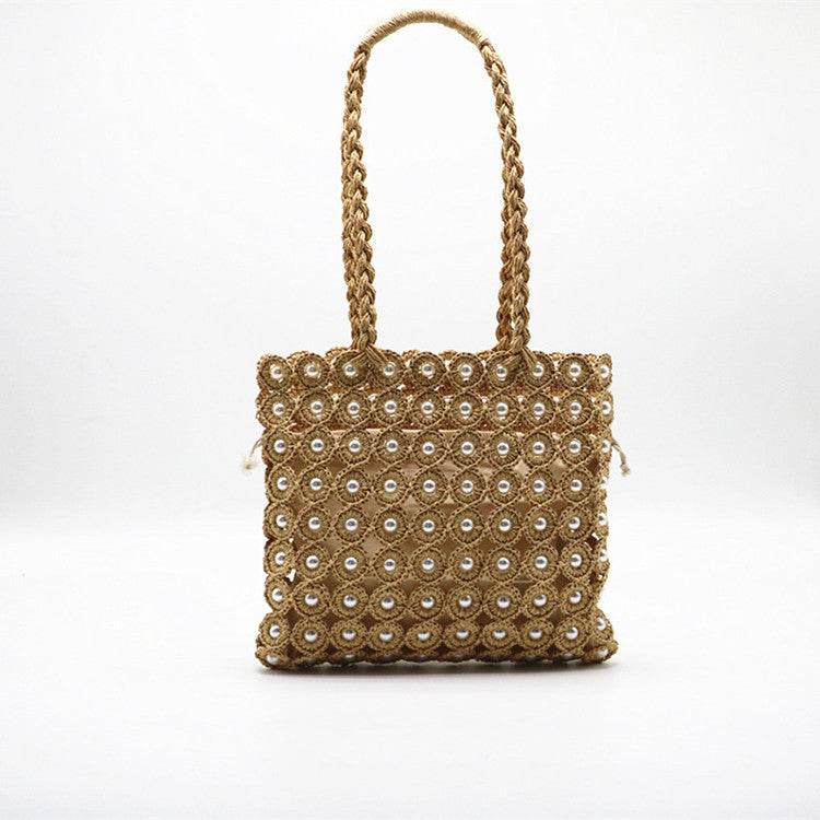 Woven Handbags Pearl Handbag - Mubimart