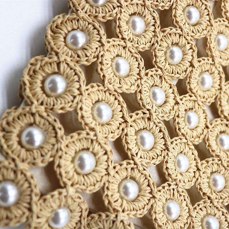 Woven Handbags Pearl Handbag - Mubimart