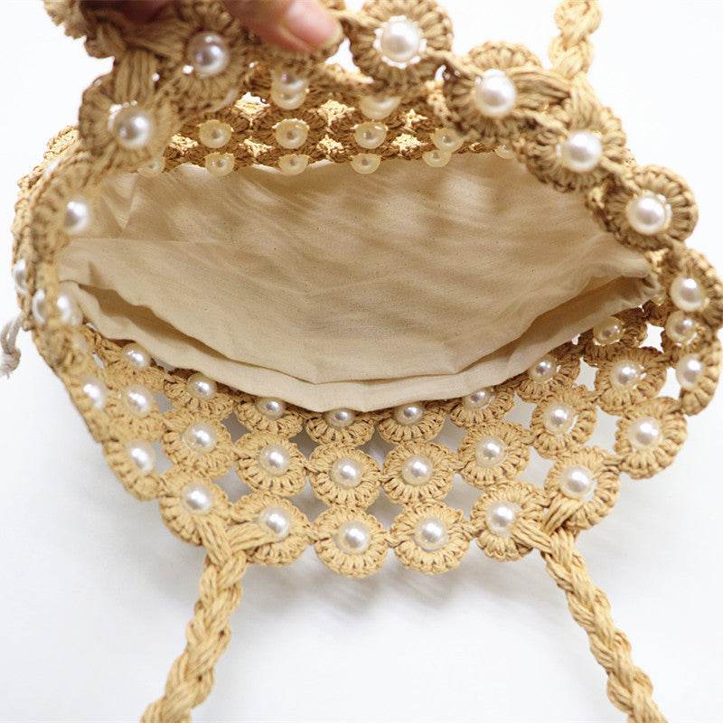 Woven Handbags Pearl Handbag - Mubimart