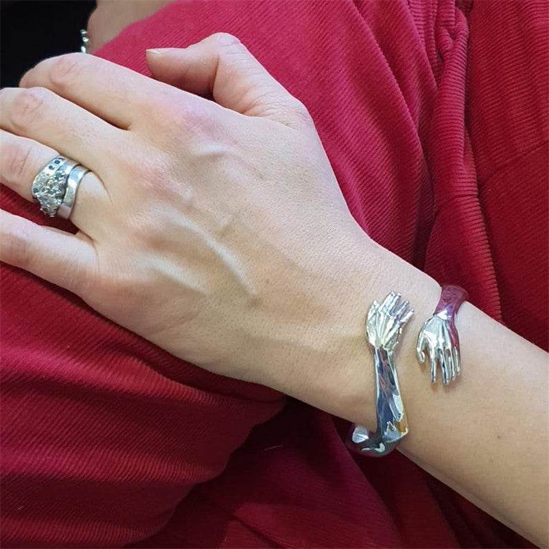 Goth Hand Hug Bracelet For Women Men Cuff Bangle Adjustable Lover Couple Bracelets - Mubimart
