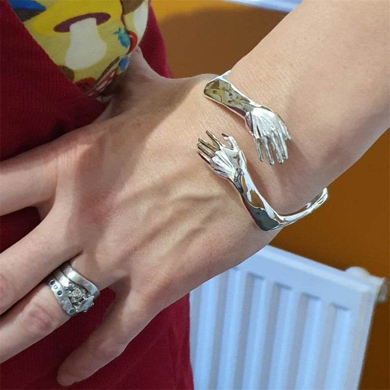 Goth Hand Hug Bracelet For Women Men Cuff Bangle Adjustable Lover Couple Bracelets - Mubimart