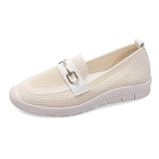 Thick-soled Woven Pregnant Women One-step Comfortable Work Loafers - Mubimart
