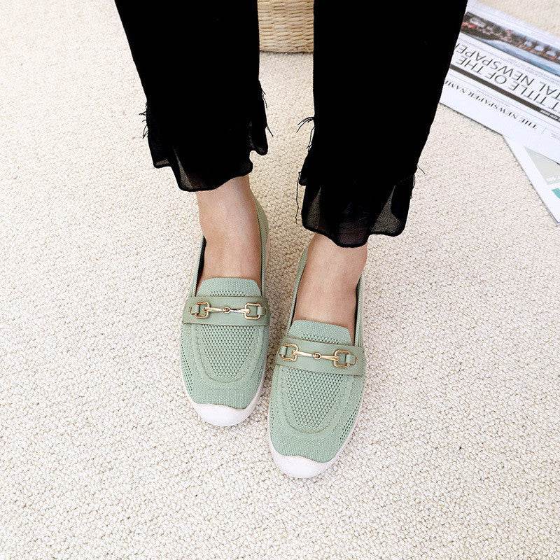 Thick-soled Woven Pregnant Women One-step Comfortable Work Loafers - Mubimart