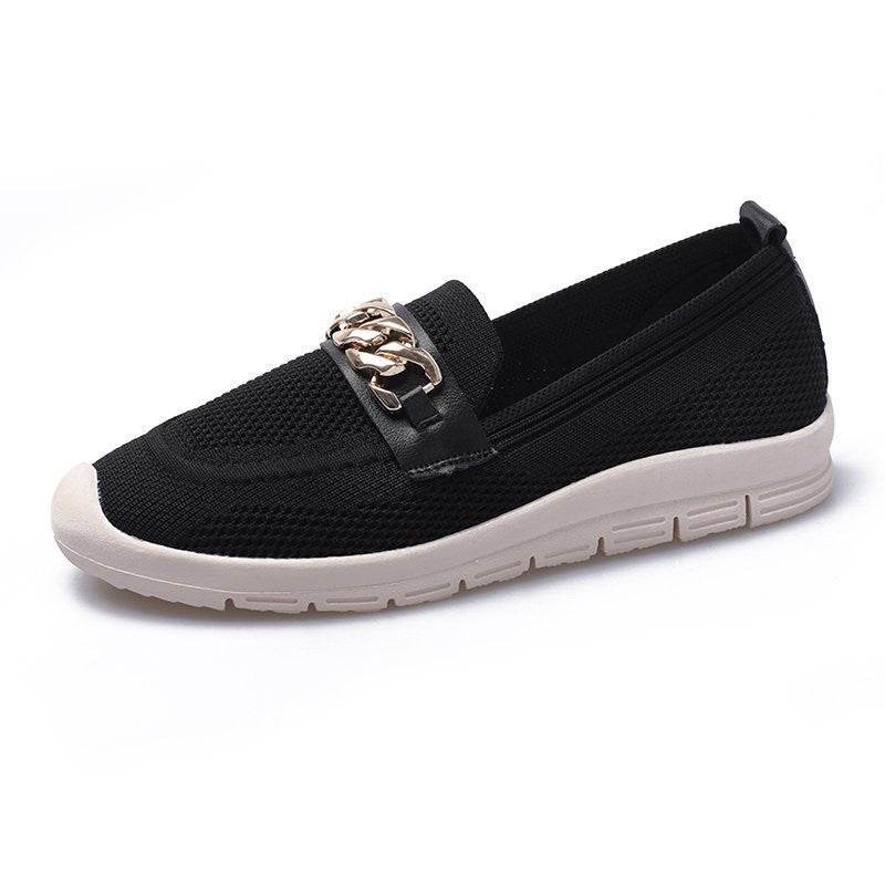 Thick-soled Woven Pregnant Women One-step Comfortable Work Loafers - Mubimart