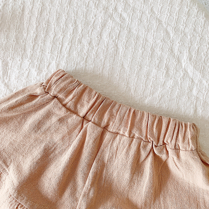 Wave Point Single Breasted Set Trendy Children\'S Baby Korean Two Piece Sling Set - Mubimart -  