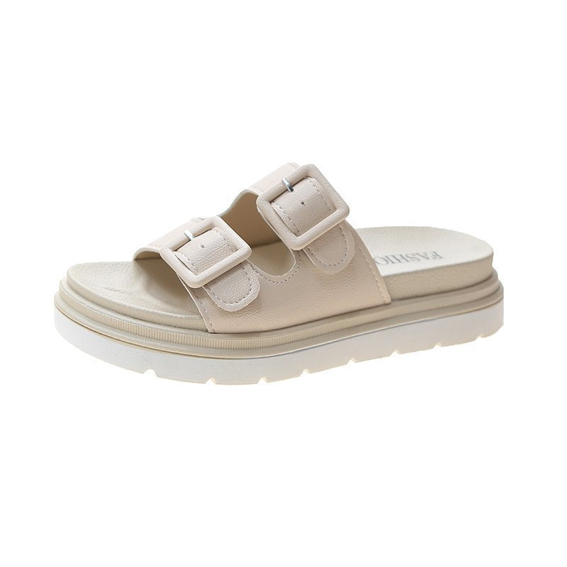 Plateau-Slipper Sandalen Damen Schnallen-Slipper Dicke Sohle Sandalen Damenschuhe Sommer Freizeit Hohl Offene Zehenrutschen