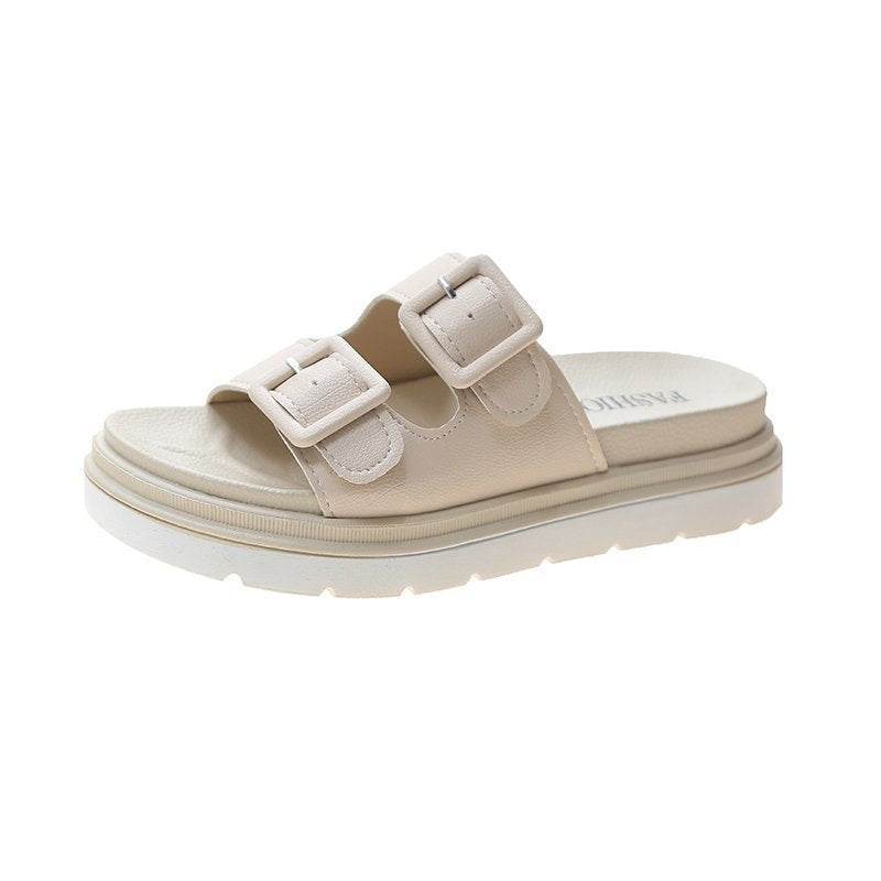 Platform Slippers Sandals Women Buckle Slippers Thick Sole Sandals Women Shoes Summer Leisure Hollow Open Toe Slides - Mubimart