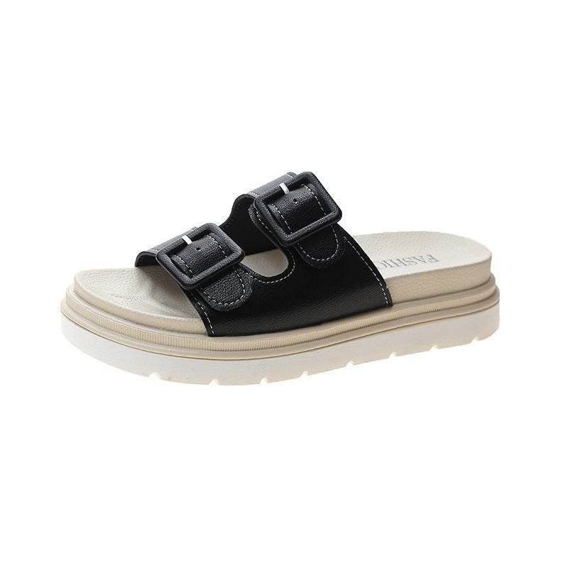Platform Slippers Sandals Women Buckle Slippers Thick Sole Sandals Women Shoes Summer Leisure Hollow Open Toe Slides - Mubimart