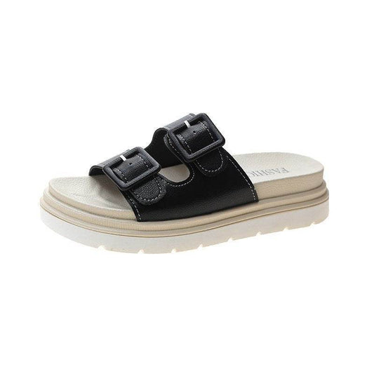 Platform Slippers Sandals Women Buckle Slippers Thick Sole Sandals Women Shoes Summer Leisure Hollow Open Toe Slides - Mubimart