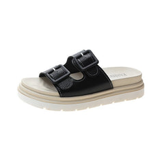 Plateau-Slipper Sandalen Damen Schnallen-Slipper Dicke Sohle Sandalen Damenschuhe Sommer Freizeit Hohl Offene Zehenrutschen