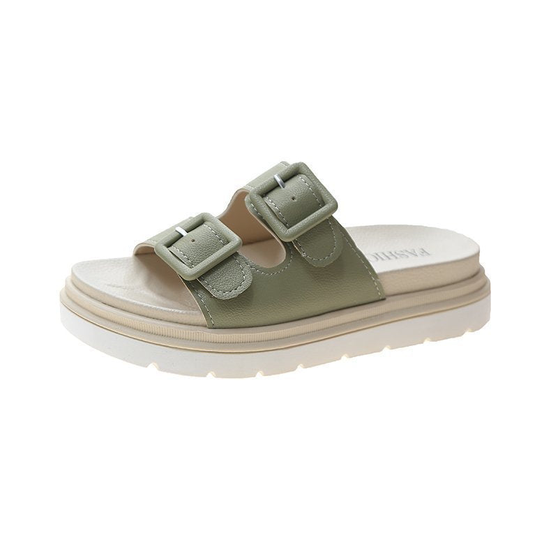 Plateau-Slipper Sandalen Damen Schnallen-Slipper Dicke Sohle Sandalen Damenschuhe Sommer Freizeit Hohl Offene Zehenrutschen