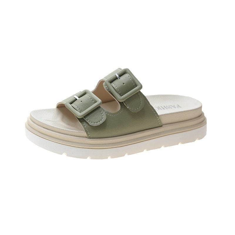 Platform Slippers Sandals Women Buckle Slippers Thick Sole Sandals Women Shoes Summer Leisure Hollow Open Toe Slides - Mubimart