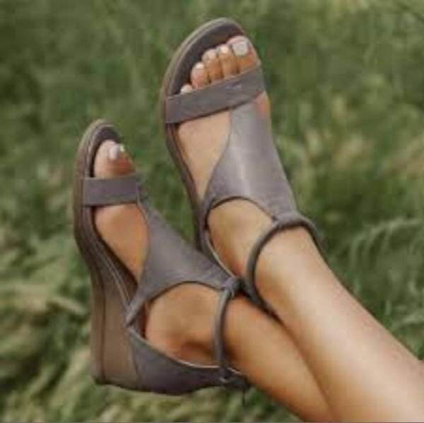 Wedge Heel Women's Open-Toed Sandals - Mubimart