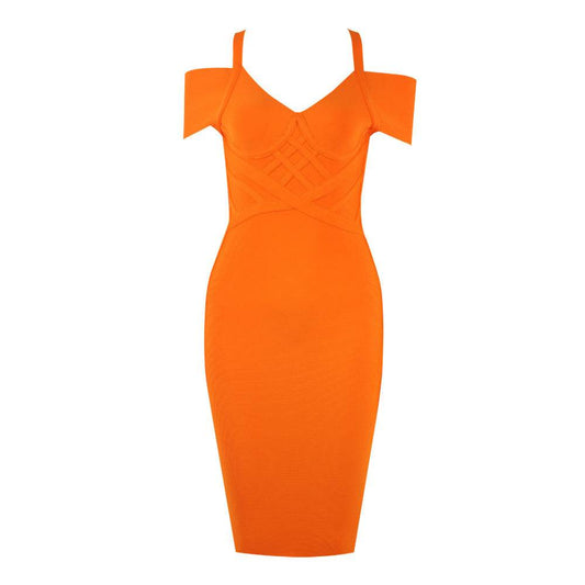 Elastic tight bandage dress European and American temperament banquet evening dress - Mubimart