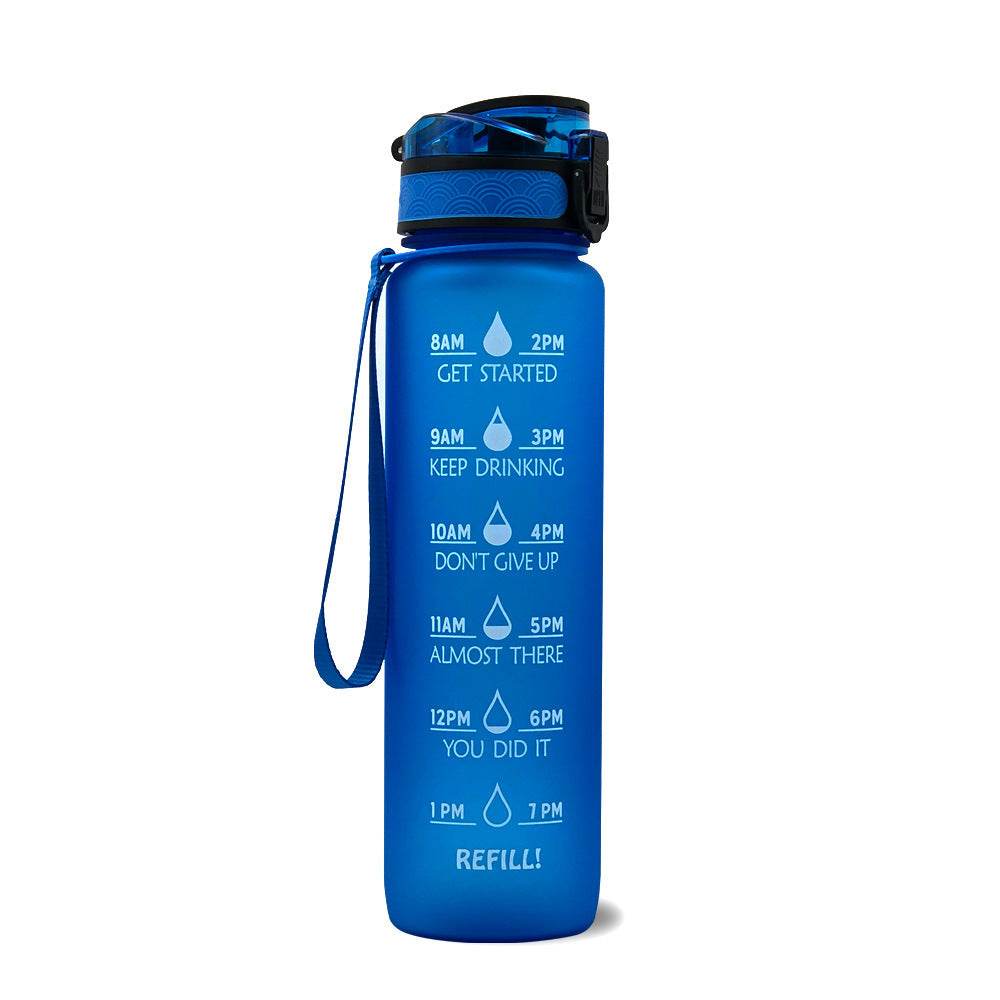 1L Tritan Water Bottle With Time Marker Bounce Cover Motivational Water Bottle Cycling Leakproof Cup For Sports Fitness Bottles - Mubimart