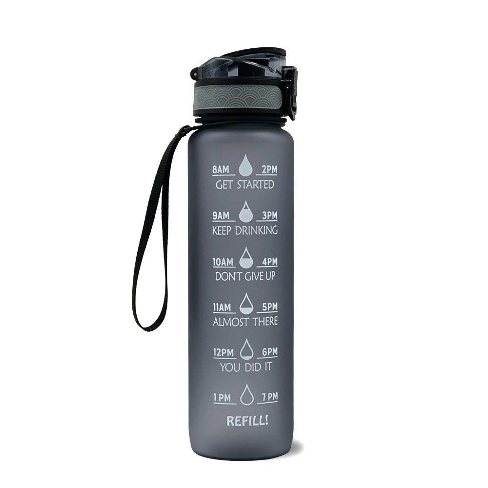 1L Tritan Water Bottle With Time Marker Bounce Cover Motivational Water Bottle Cycling Leakproof Cup For Sports Fitness Bottles - Mubimart