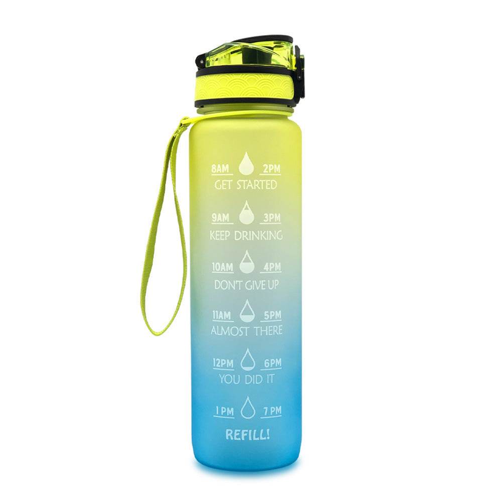 1L Tritan Water Bottle With Time Marker Bounce Cover Motivational Water Bottle Cycling Leakproof Cup For Sports Fitness Bottles - Mubimart