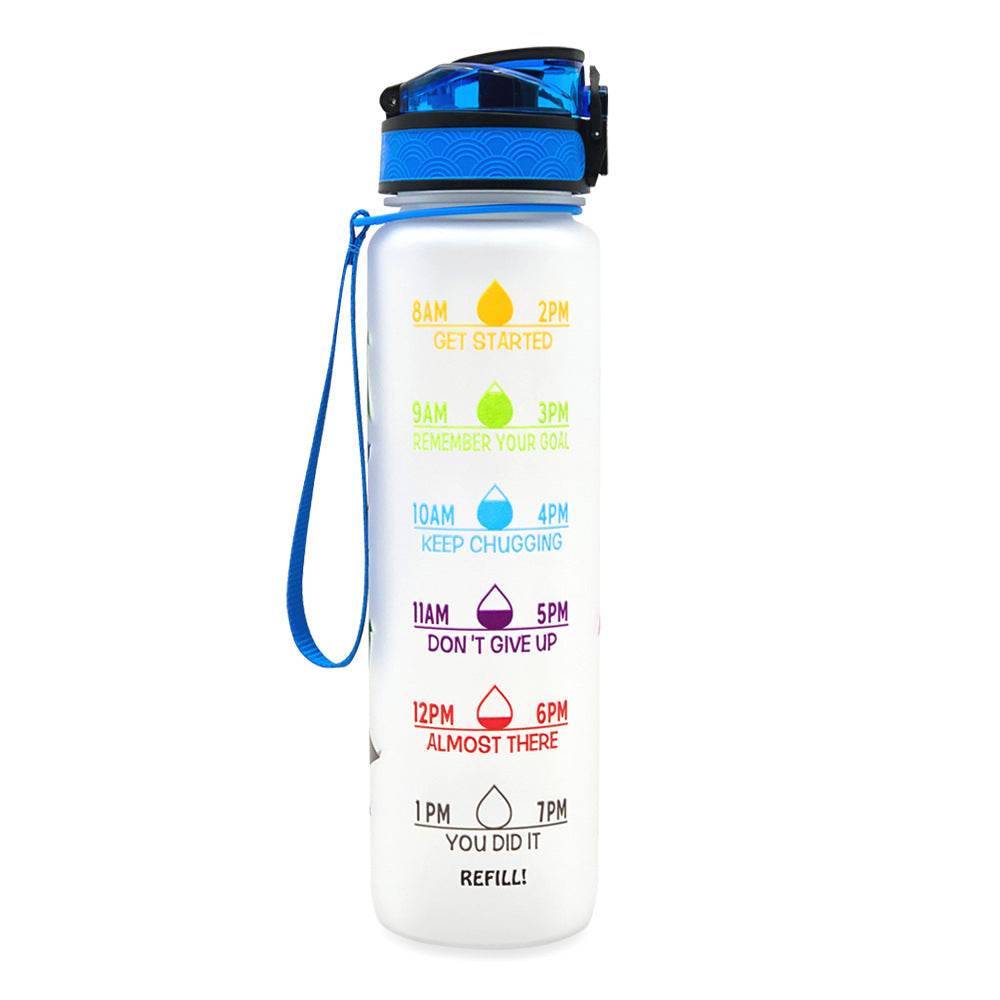 1L Tritan Water Bottle With Time Marker Bounce Cover Motivational Water Bottle Cycling Leakproof Cup For Sports Fitness Bottles - Mubimart