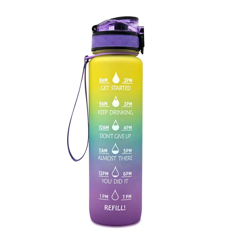 1L Tritan Water Bottle With Time Marker Bounce Cover Motivational Water Bottle Cycling Leakproof Cup For Sports Fitness Bottles - Mubimart
