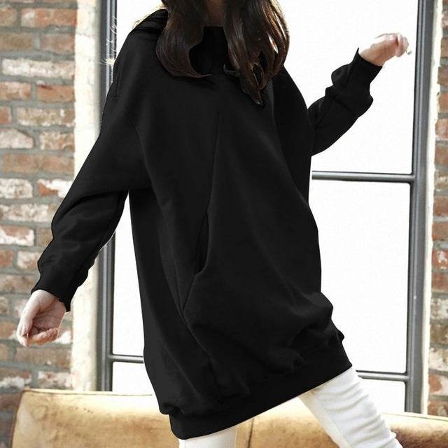 Women Casual Solid Sweatshirts Plus Size Tops Autumn - Mubimart