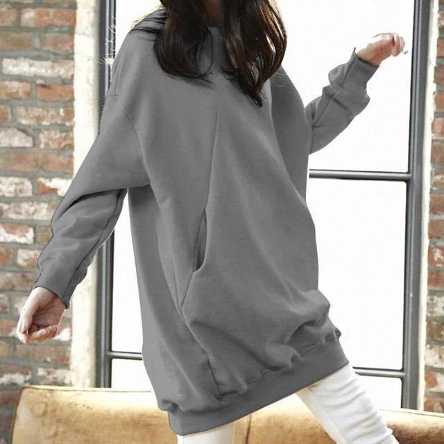 Women Casual Solid Sweatshirts Plus Size Tops Autumn - Mubimart