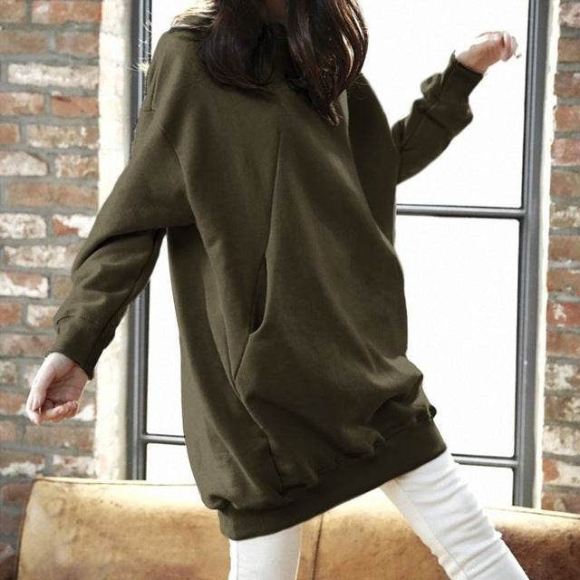 Women Casual Solid Sweatshirts Plus Size Tops Autumn - Mubimart