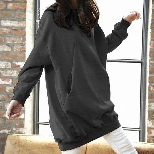 Women Casual Solid Sweatshirts Plus Size Tops Autumn - Mubimart