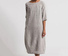 Women's Cotton And Linen Casual Plus Size Dress - Mubimart - Plus Size Casual Dress 