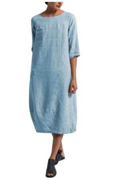 Women's Cotton And Linen Casual Plus Size Dress - Mubimart