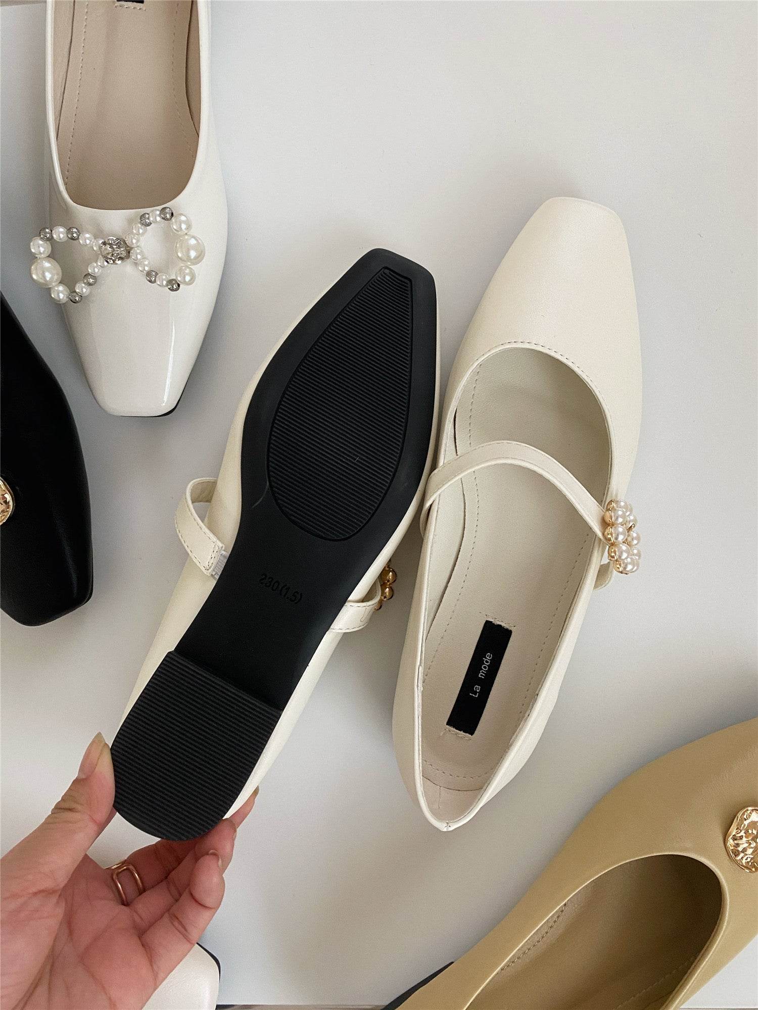 Flat Square Toe Single Sshoes Women Shoes Gentle Fairy All-match Black Work Shoes - Mubimart