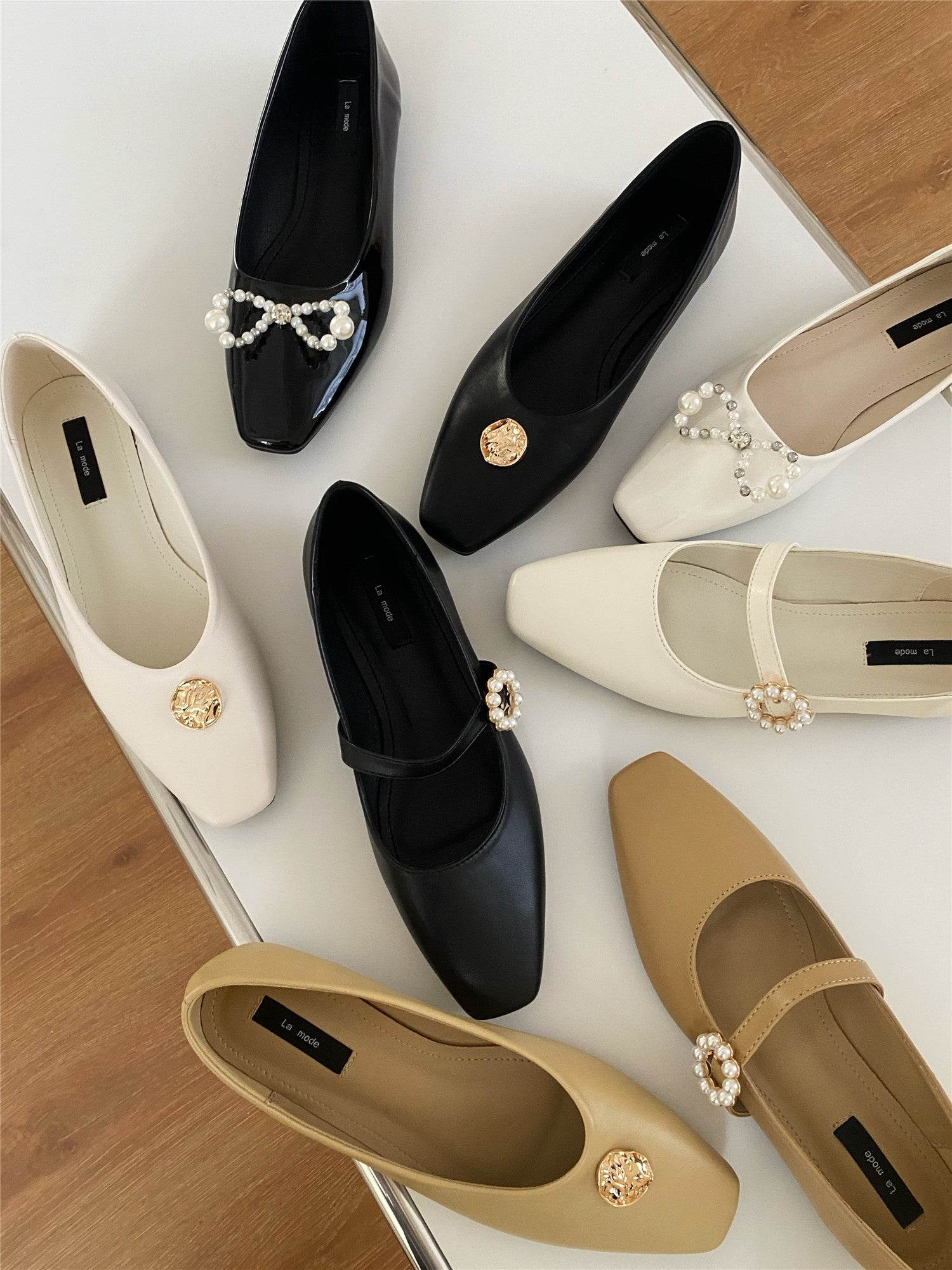 Flat Square Toe Single Sshoes Women Shoes Gentle Fairy All-match Black Work Shoes - Mubimart