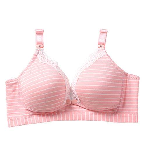 Pure Cotton Maternal Breastfeeding Bra, Lace Non-Wireless Underwear, Front Buckle Nursing Bra - Mubimart