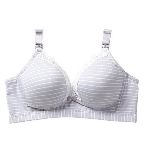 Pure Cotton Maternal Breastfeeding Bra, Lace Non-Wireless Underwear, Front Buckle Nursing Bra - Mubimart
