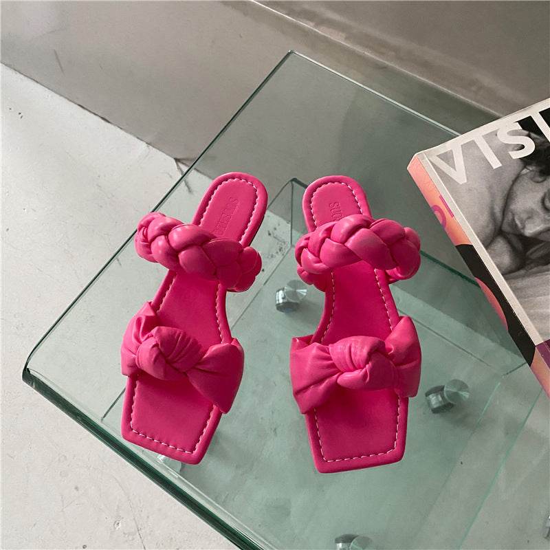 Women's Shoes, Shoes, Sandals, Women's Twist-shaped Sandals And Slippers, Square Toe Flat Mules - Mubimart