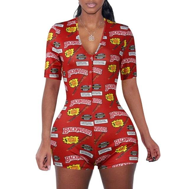 Sexy Women Bodysuit Playsuit Short Romper Jumpsuit Sleepwear - Mubimart
