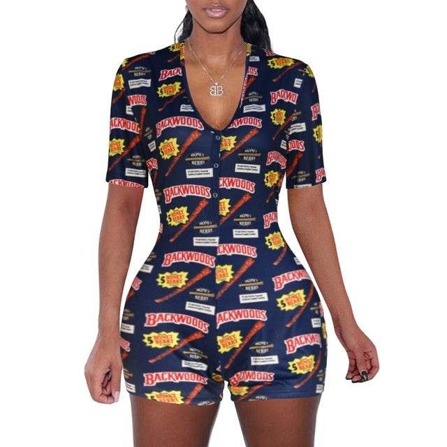 Sexy Women Bodysuit Playsuit Short Romper Jumpsuit Sleepwear - Mubimart