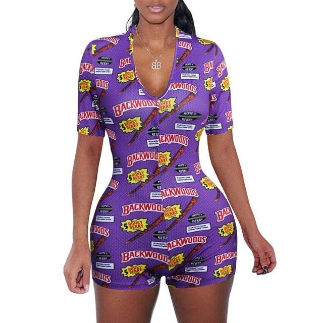 Sexy Women Bodysuit Playsuit Short Romper Jumpsuit Sleepwear - Mubimart