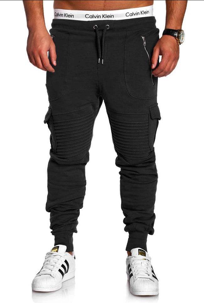 Men's Striped Zipper Sweatpants Casual Pants - Mubimart