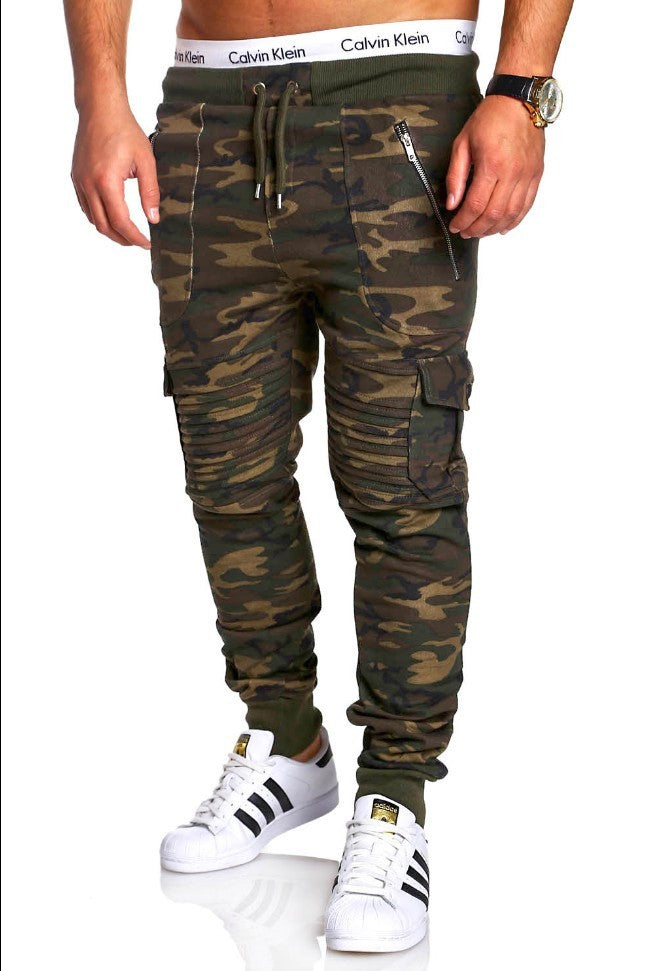 Men's Striped Zipper Sweatpants Casual Pants