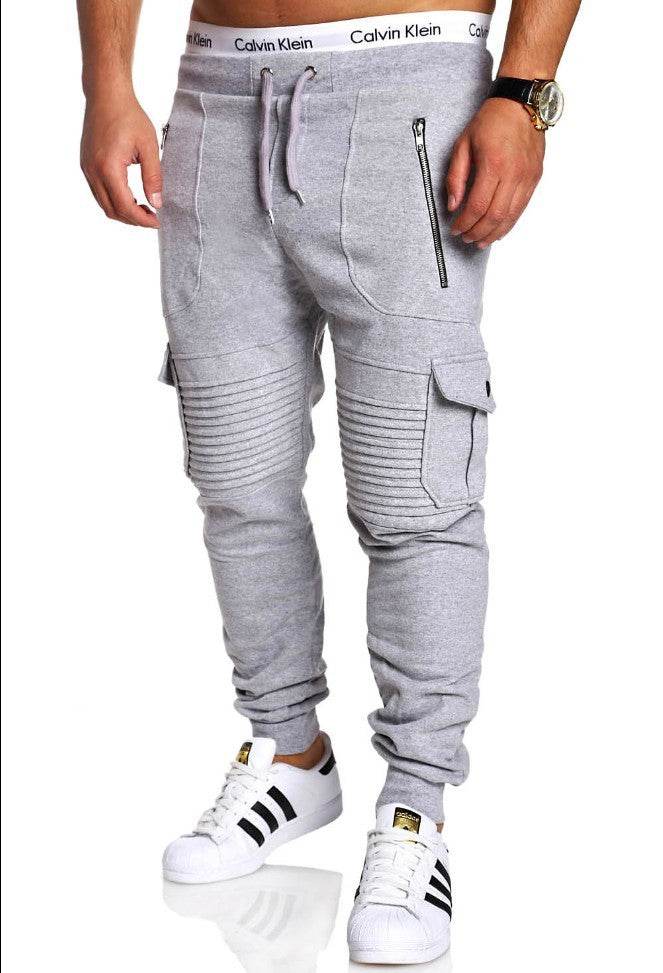 Men's Striped Zipper Sweatpants Casual Pants - Mubimart