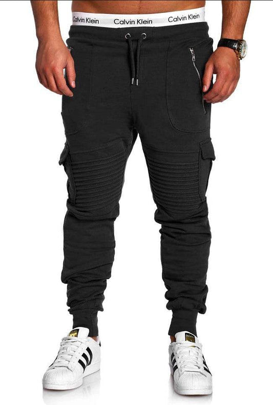 Men's Striped Zipper Sweatpants Casual Pants - Mubimart