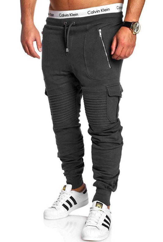 Men's Striped Zipper Sweatpants Casual Pants - Mubimart