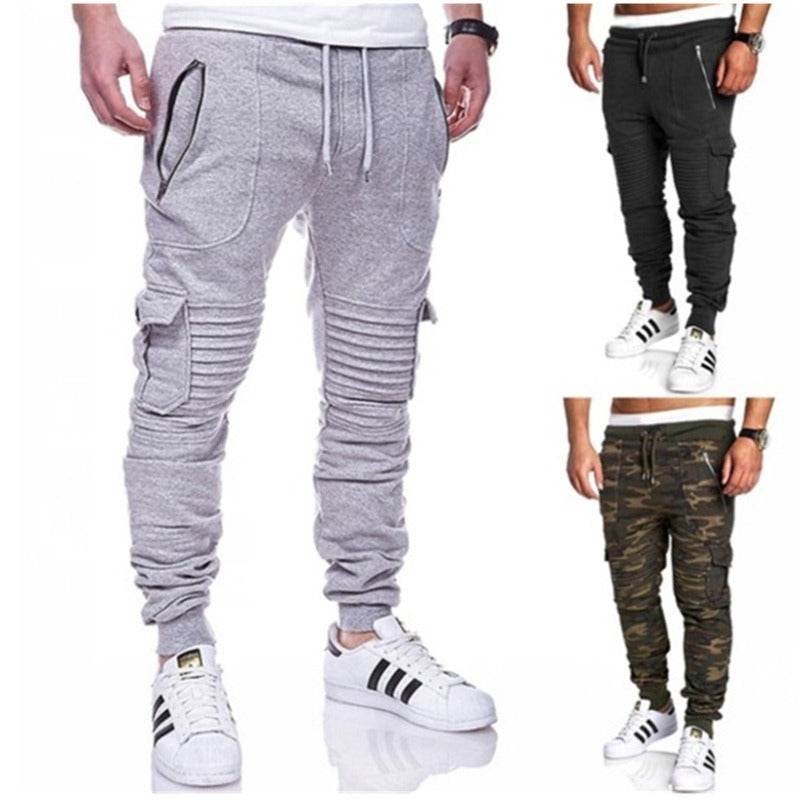 Men's Striped Zipper Sweatpants Casual Pants - Mubimart