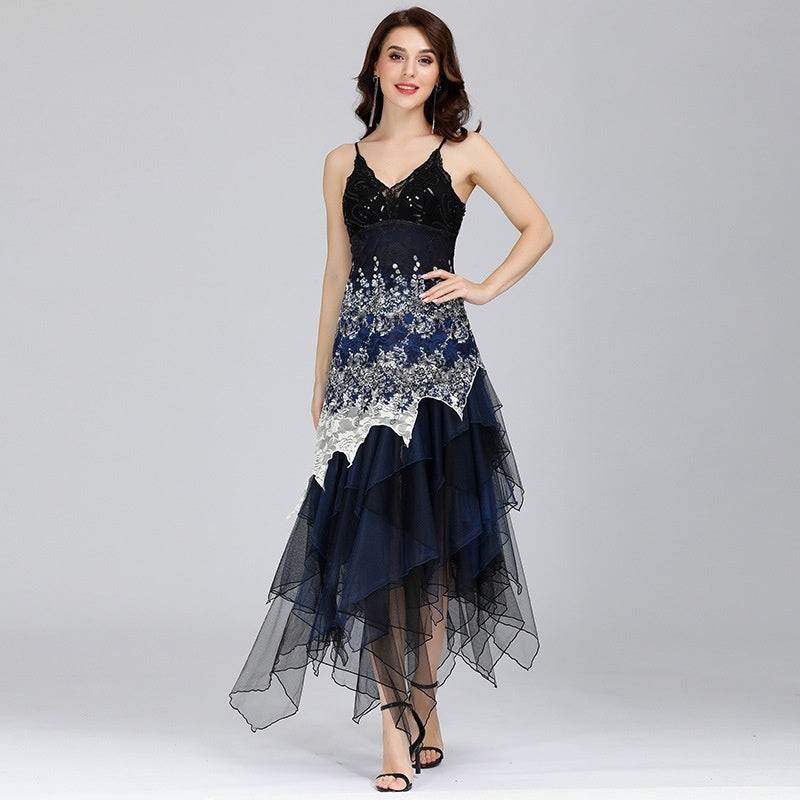 Tunic Women Party Dresses Shiny Rhinestones Sundress Costume - Mubimart