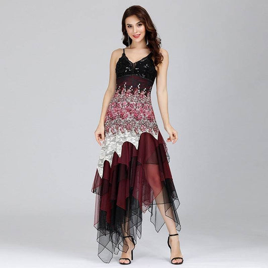 Tunic Women Party Dresses Shiny Rhinestones Sundress Costume - Mubimart