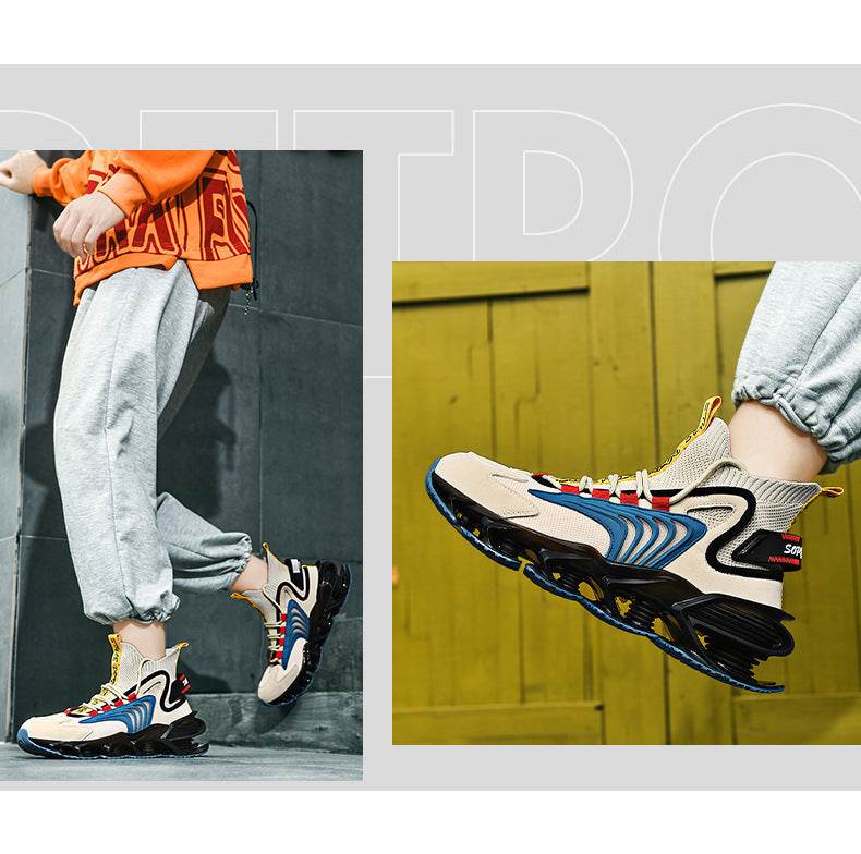 Breathable Fly Woven Mesh High-top Thick-soled Old Shoes Casual Sports Socks Running Shoes - Mubimart
