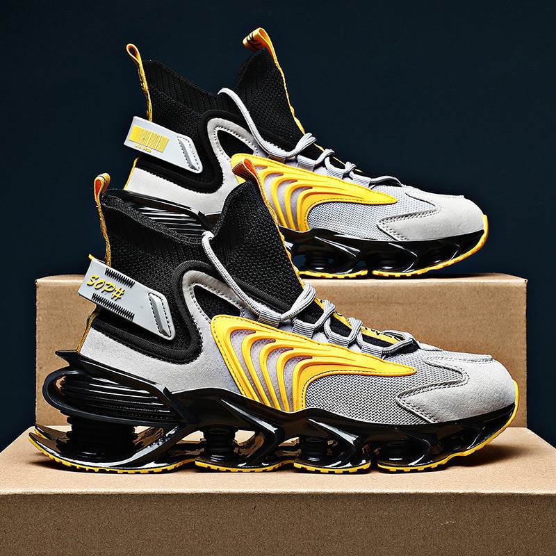 Breathable Fly Woven Mesh High-top Thick-soled Old Shoes Casual Sports Socks Running Shoes - Mubimart