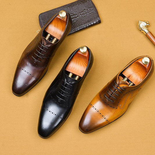 British Brock Business Dress Casual Men'S Shoes Leather Oxford Shoes - Mubimart