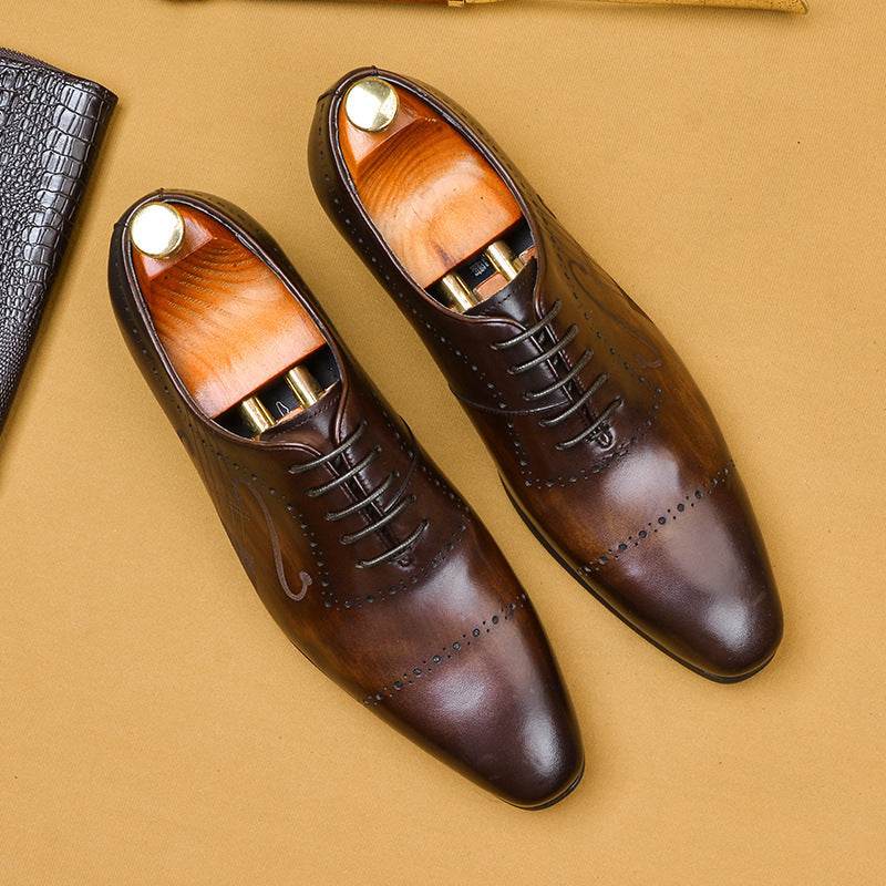 British Brock Business Dress Casual Men'S Shoes Leather Oxford Shoes - Mubimart